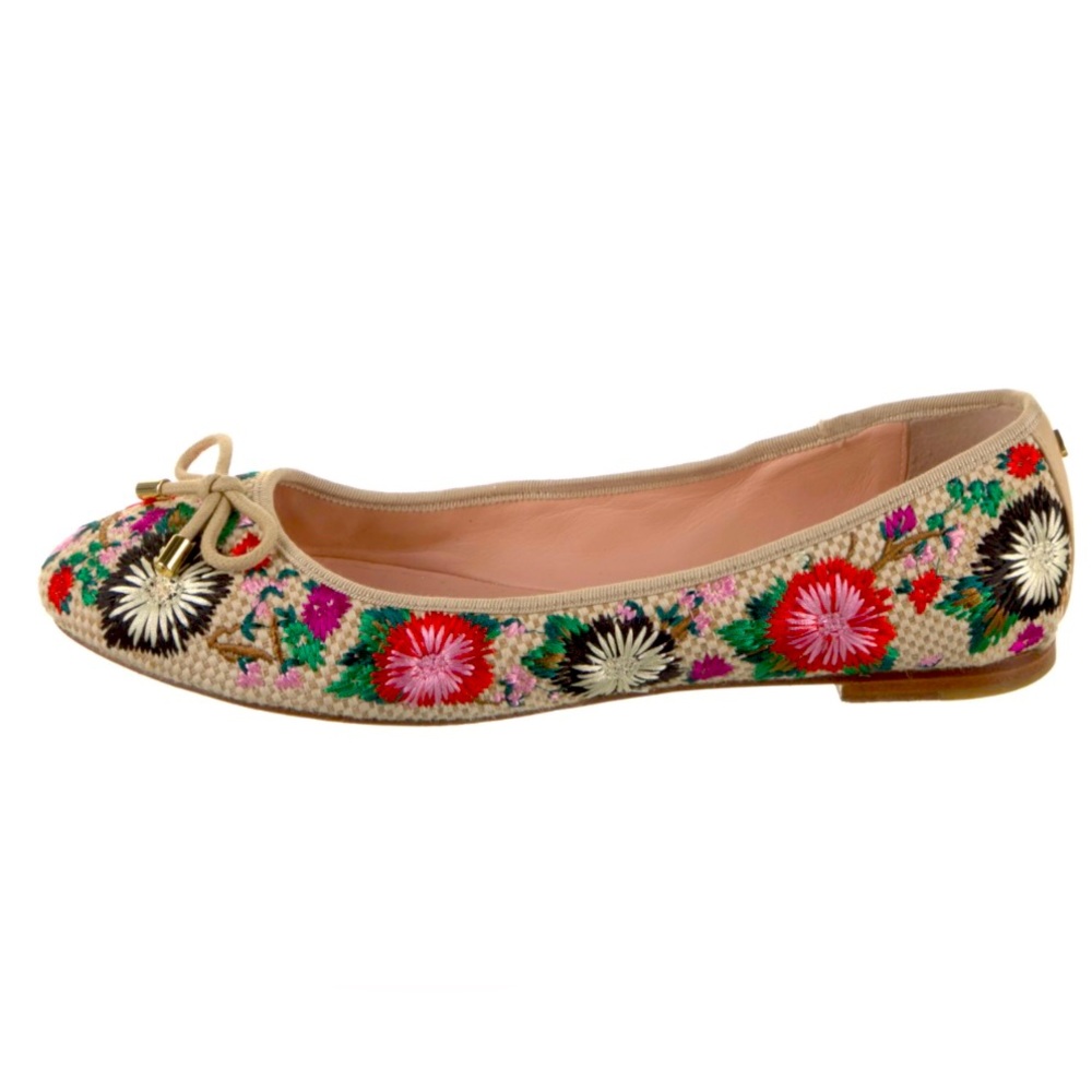 Kate Spade Floral Embroidered Flats size 8.5 Winaward Multicolor Embroidered
